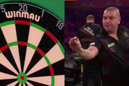 Boris Krčmar gađa pikado ploču primijenjujući pikado pravila