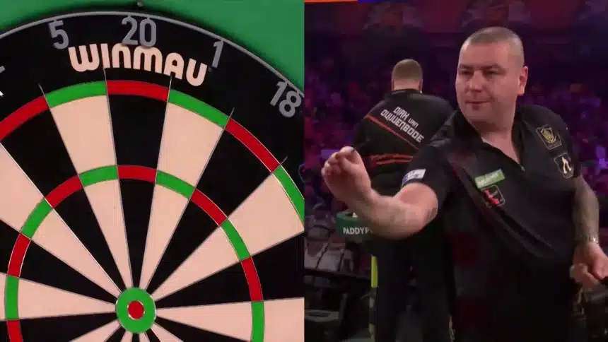 Boris Krčmar gađa pikado ploču primijenjujući pikado pravila