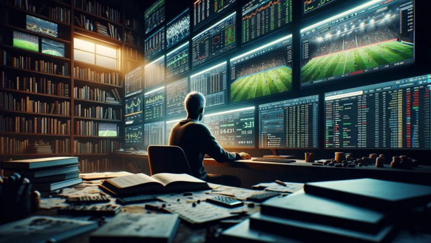 Muškarac sjedi ispred mnoštva ekrana (tajne profesionalnih kladioničara)