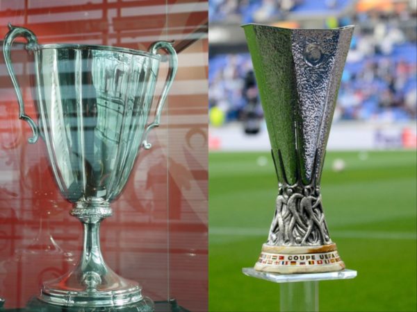 Lijevo je trofej namijenjen Kupu pobjednika kupova (Što je bio Kup pobjednika kupova)